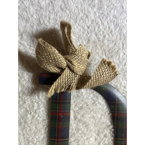 Lot of 2 Letter 'D" Ornaments Glitter Snowman & Plaid Burlap Letter - Picture 6 of 10